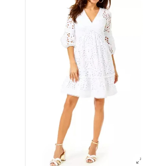 Lilly Pulitzer New Lucinda Dress Resort White Petal Eyelet Size 6 - Picture 13 of 13